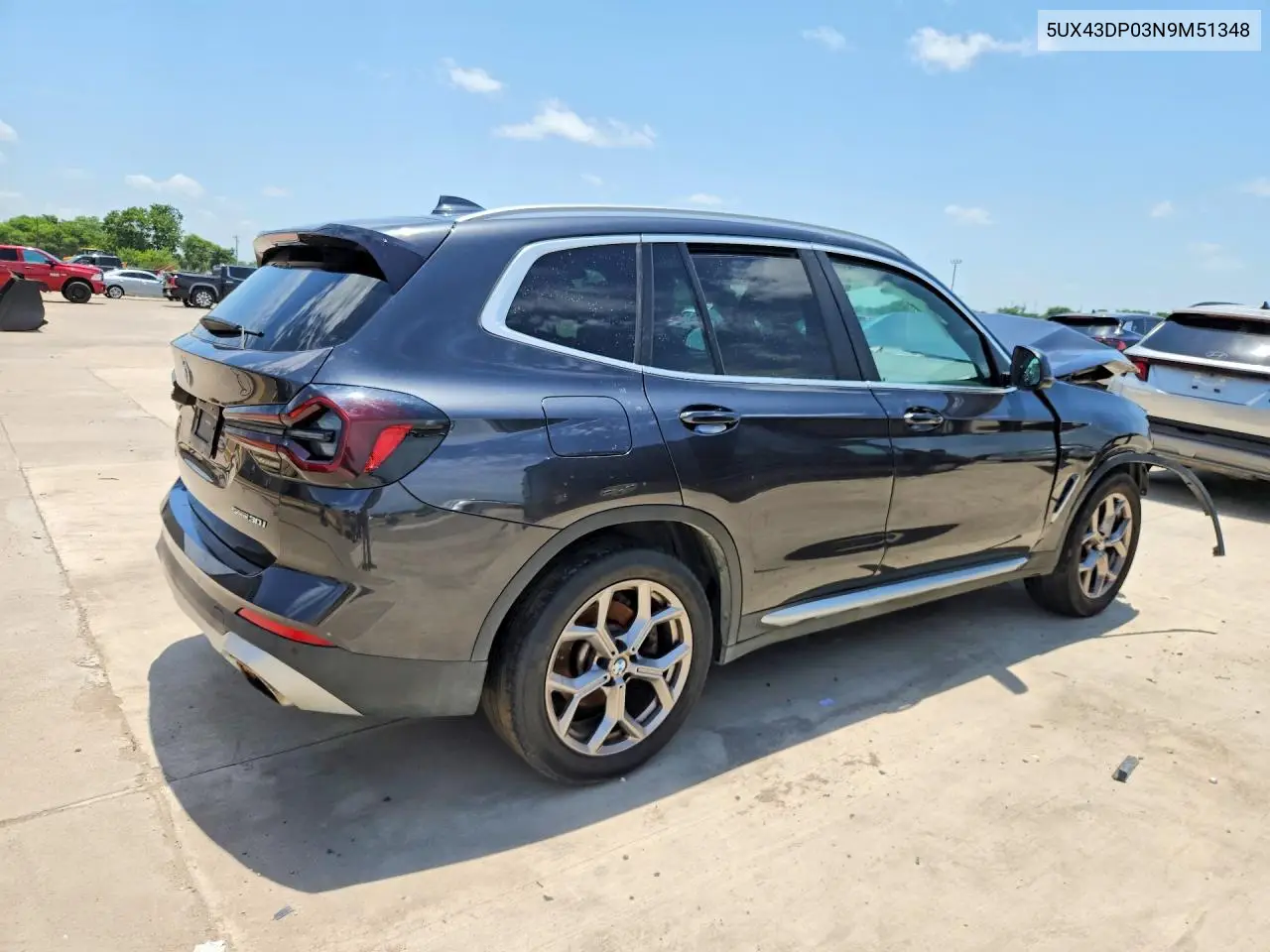 2022 BMW X3 Sdrive30I VIN: 5UX43DP03N9M51348 Lot: 58761756