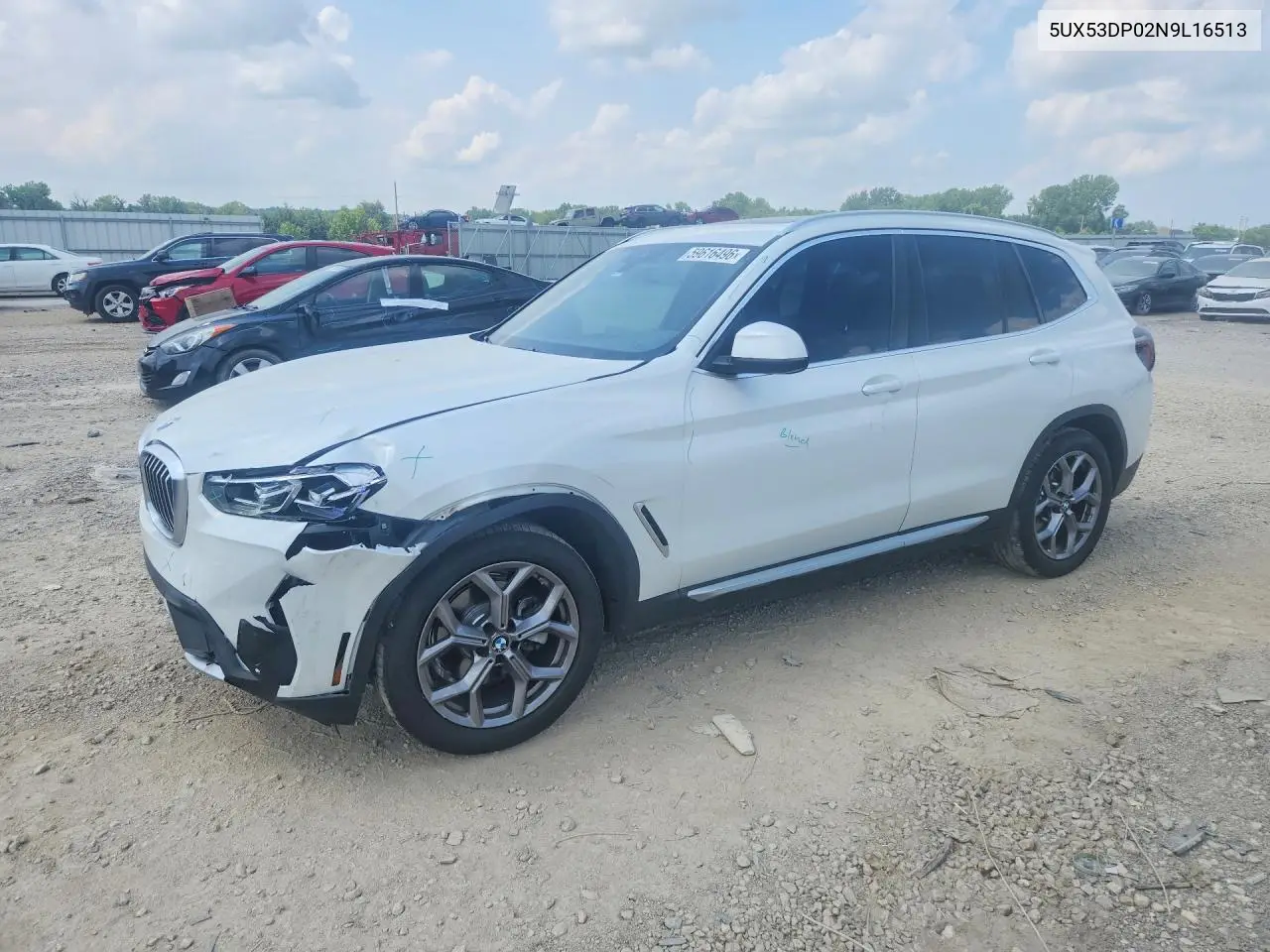 2022 BMW X3 xDrive30I VIN: 5UX53DP02N9L16513 Lot: 59616496