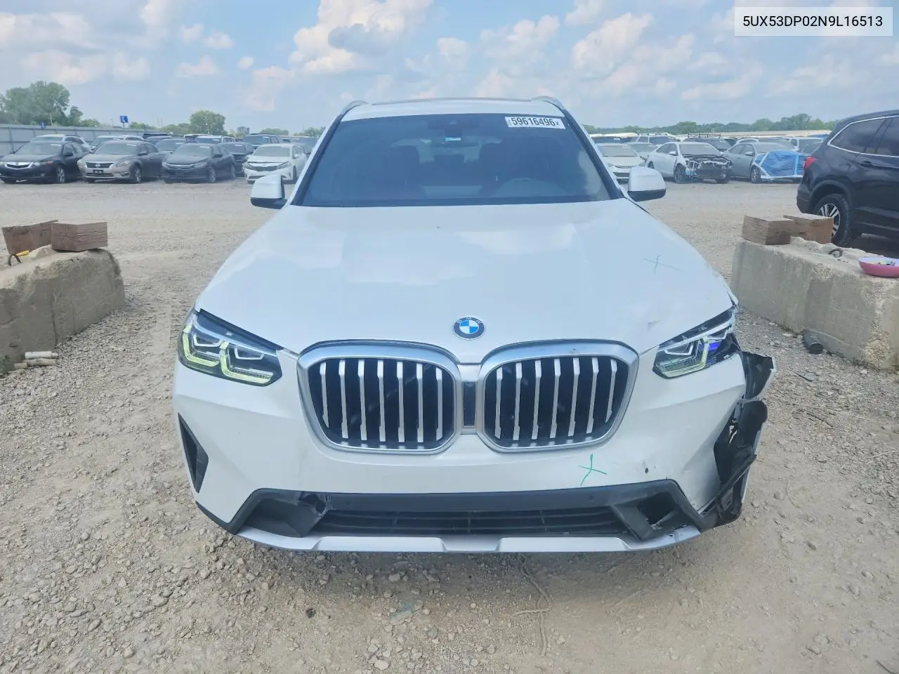 2022 BMW X3 xDrive30I VIN: 5UX53DP02N9L16513 Lot: 59616496