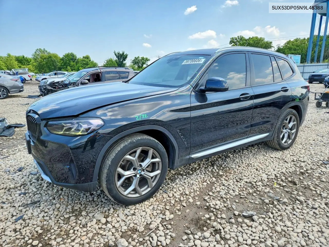 2022 BMW X3 xDrive30I VIN: 5UX53DP05N9L45388 Lot: 59700606