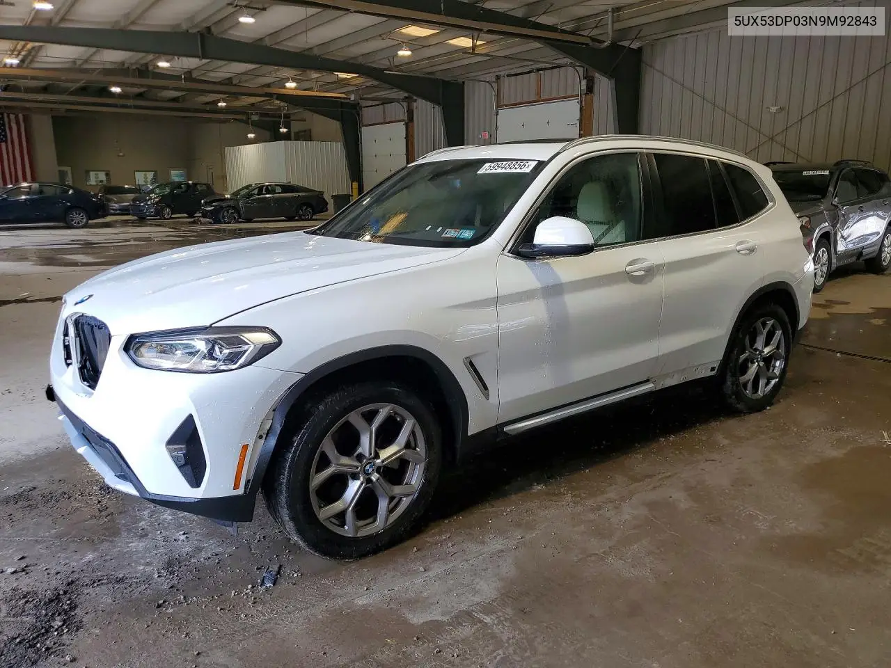 2022 BMW X3 xDrive30I VIN: 5UX53DP03N9M92843 Lot: 59948856