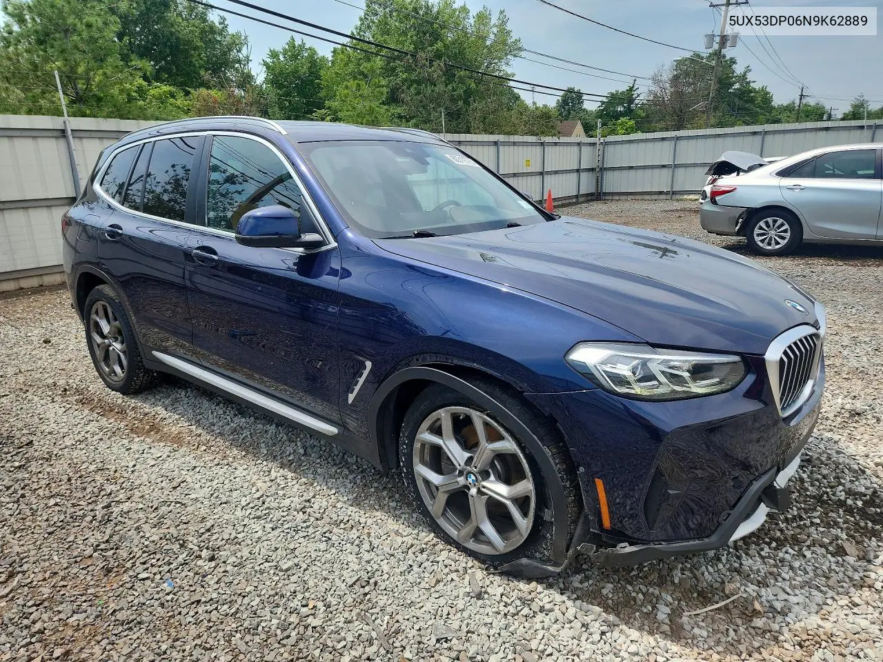 2022 BMW X3 xDrive30I VIN: 5UX53DP06N9K62889 Lot: 60319796