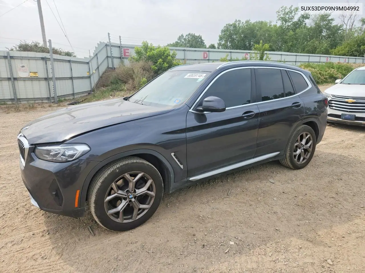 2022 BMW X3 xDrive30I VIN: 5UX53DP09N9M04992 Lot: 60659746