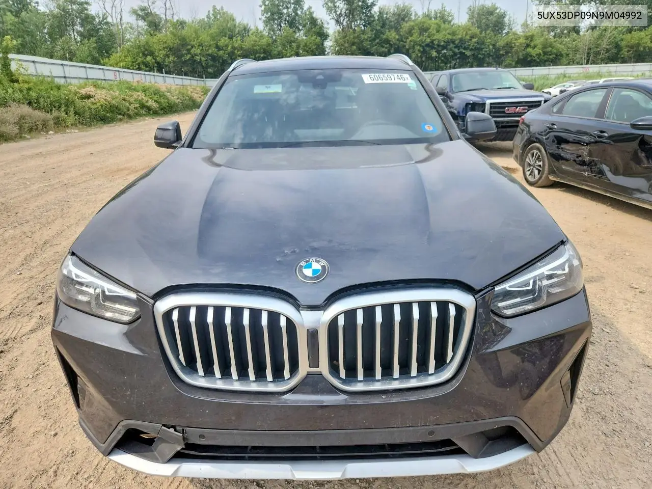 2022 BMW X3 xDrive30I VIN: 5UX53DP09N9M04992 Lot: 60659746