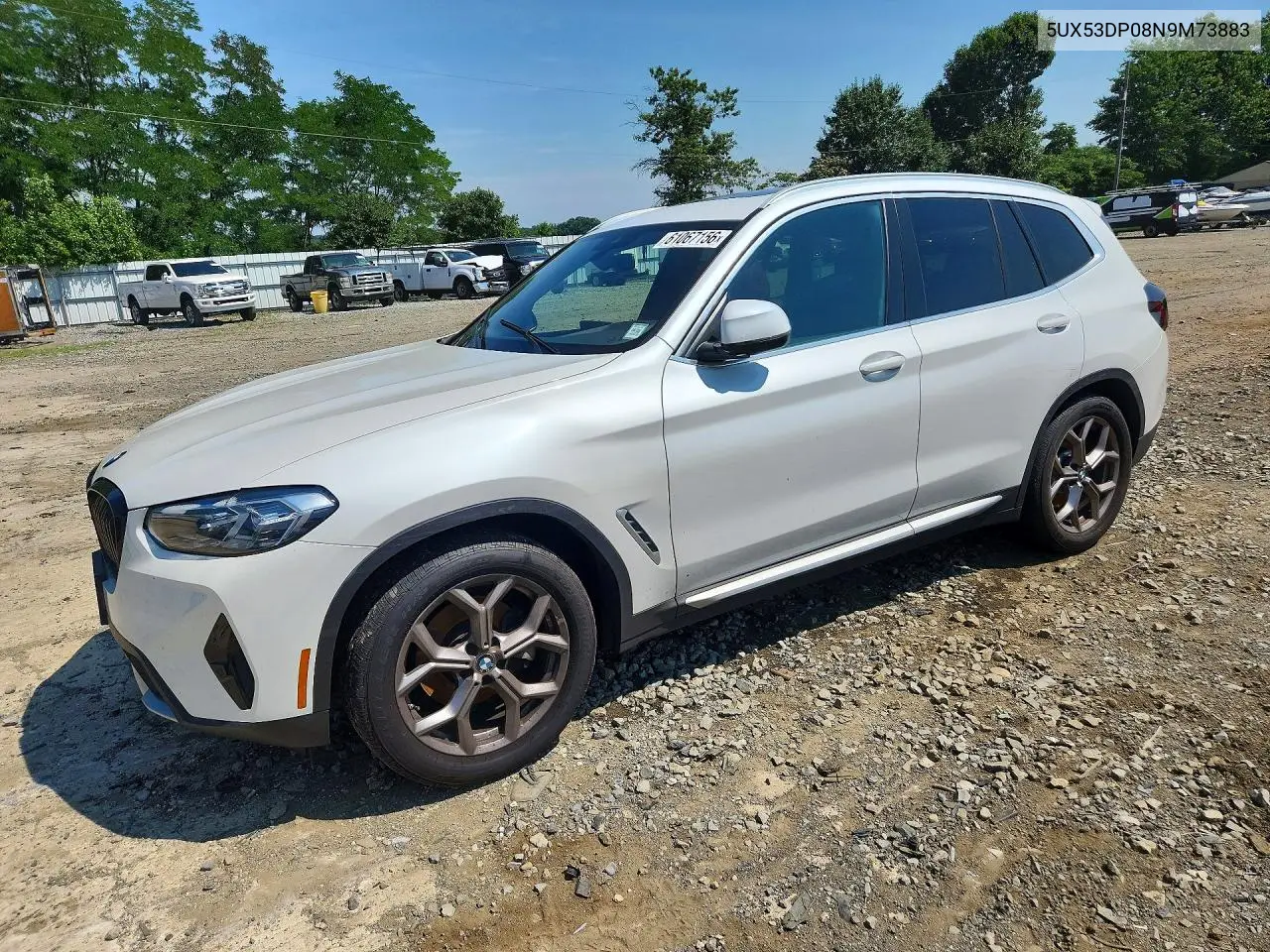 2022 BMW X3 VIN: 5UX53DP08N9M73883 Lot: 61067156