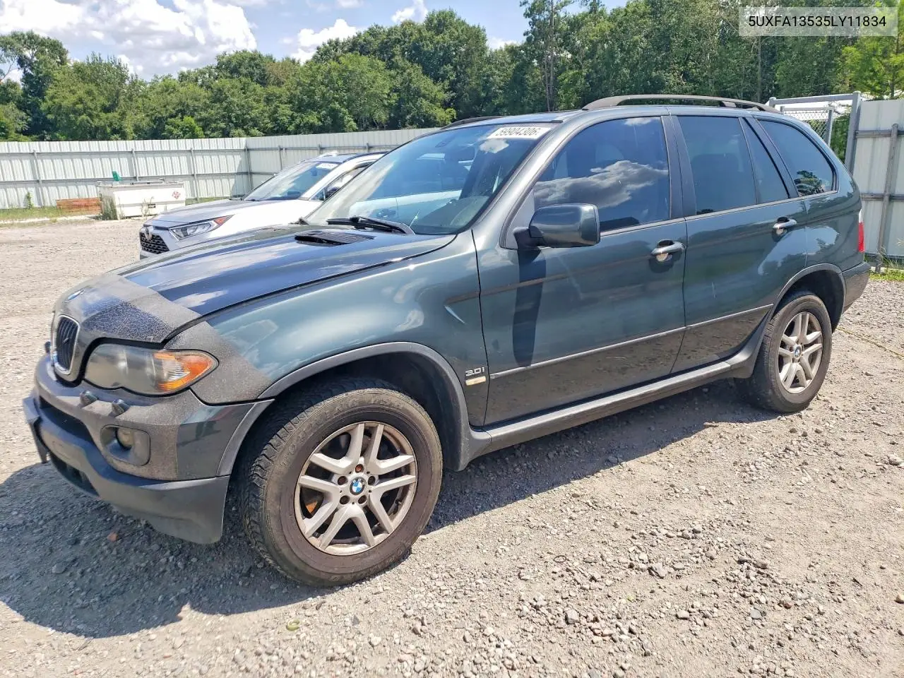 2005 BMW X5 3.0I VIN: 5UXFA13535LY11834 Lot: 59904306