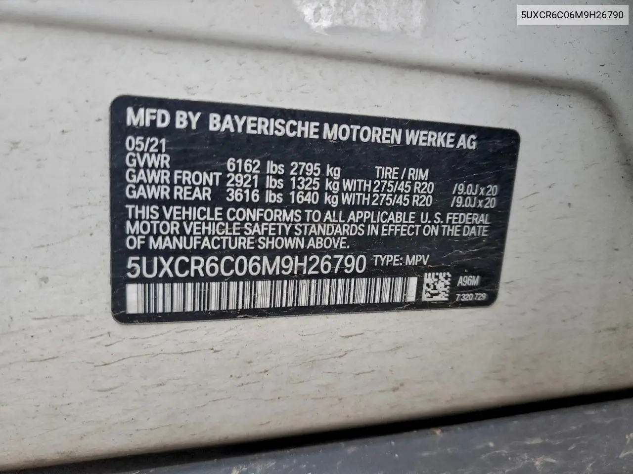 5UXCR6C06M9H26790 2021 BMW X5 xDrive40I