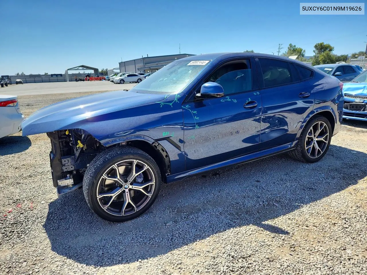 2022 BMW X6 xDrive40I VIN: 5UXCY6C01N9M19626 Lot: 59892446