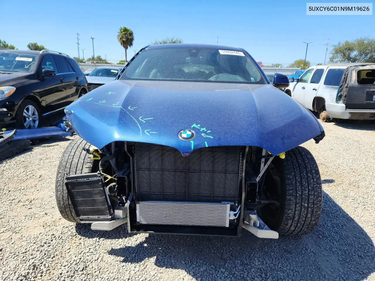 2022 BMW X6 xDrive40I VIN: 5UXCY6C01N9M19626 Lot: 59892446