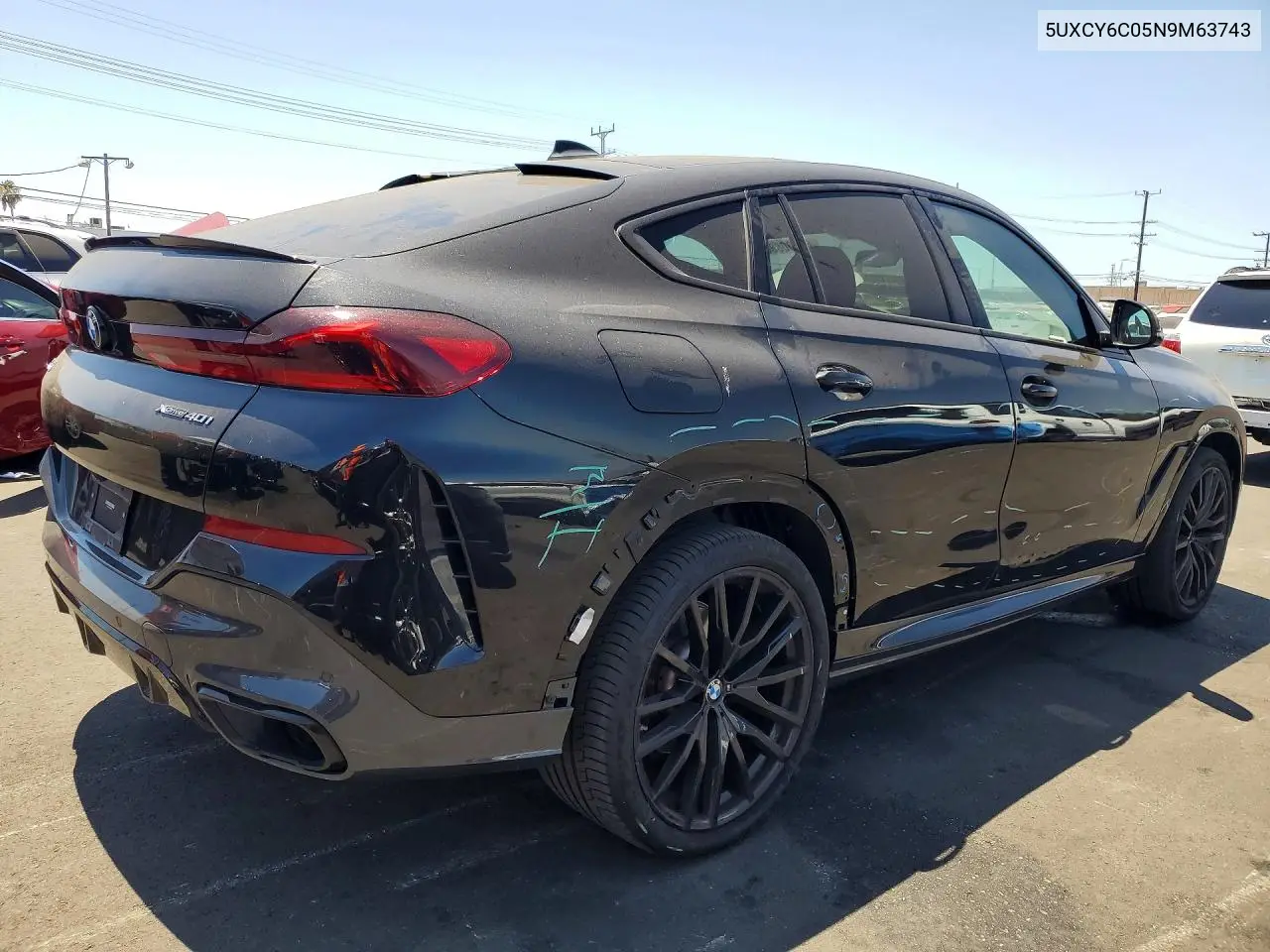 2022 BMW X6 xDrive40I VIN: 5UXCY6C05N9M63743 Lot: 62100886