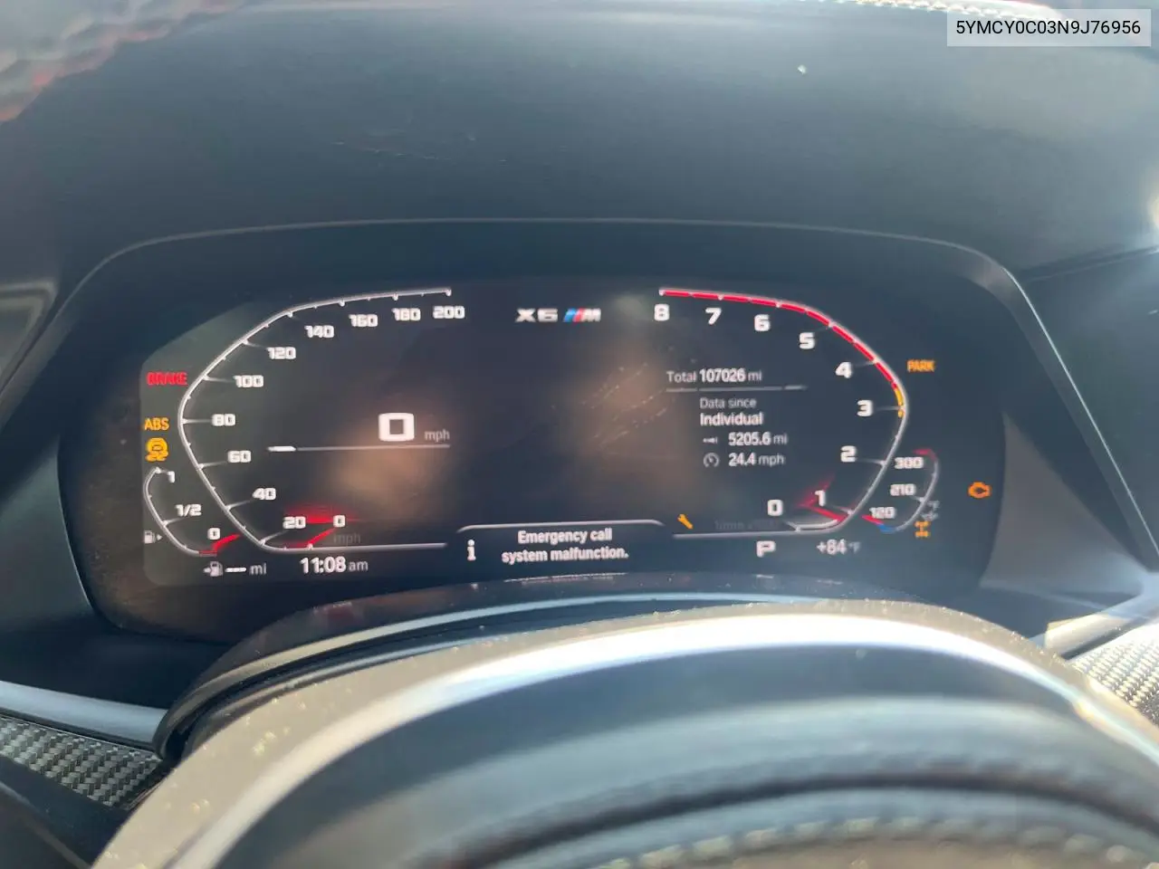 2022 BMW X6 M VIN: 5YMCY0C03N9J76956 Lot: 62443606