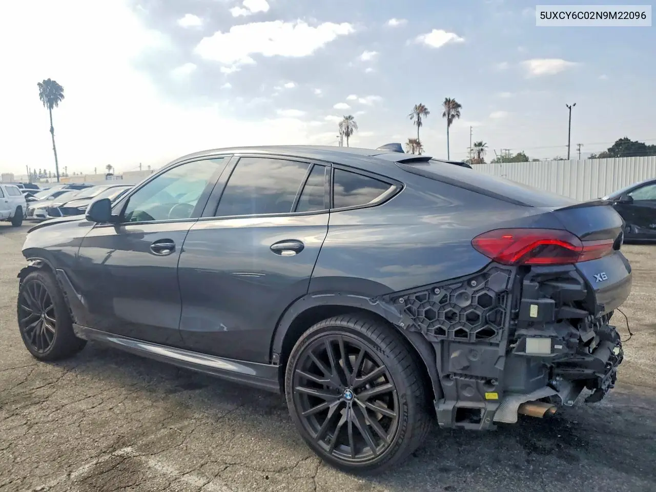2022 BMW X6 xDrive40I VIN: 5UXCY6C02N9M22096 Lot: 85621355