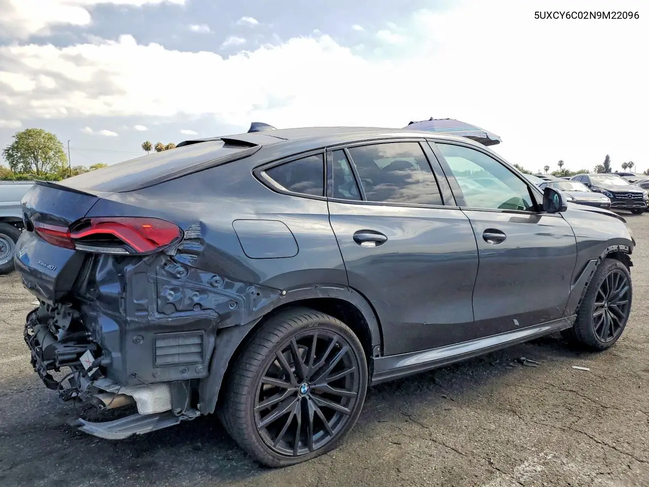 2022 BMW X6 xDrive40I VIN: 5UXCY6C02N9M22096 Lot: 85621355