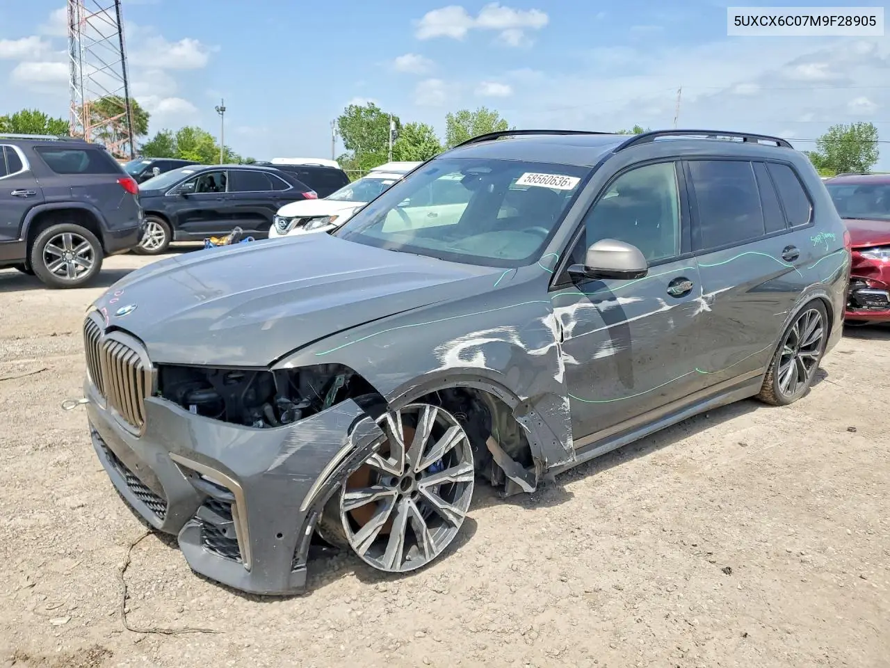2021 BMW X7 M50I VIN: 5UXCX6C07M9F28905 Lot: 58560636