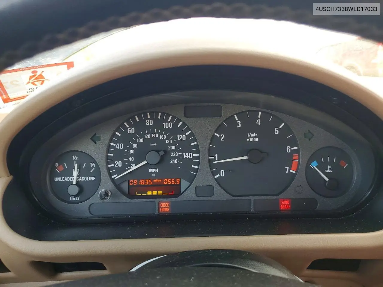 1998 BMW Z3 1.9 VIN: 4USCH7338WLD17033 Lot: 50952496