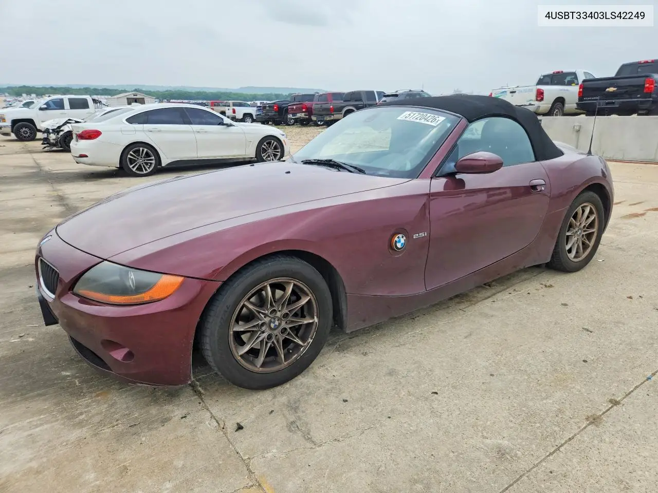 2003 BMW Z4 2.5 VIN: 4USBT33403LS42249 Lot: 51720426
