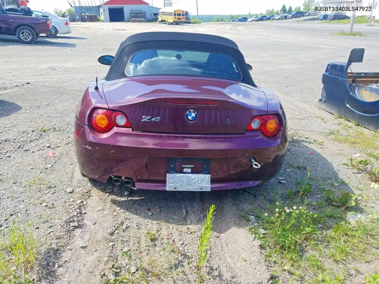 2003 BMW Z4 2.5 VIN: 4USBT33403LS47922 Lot: 58054746