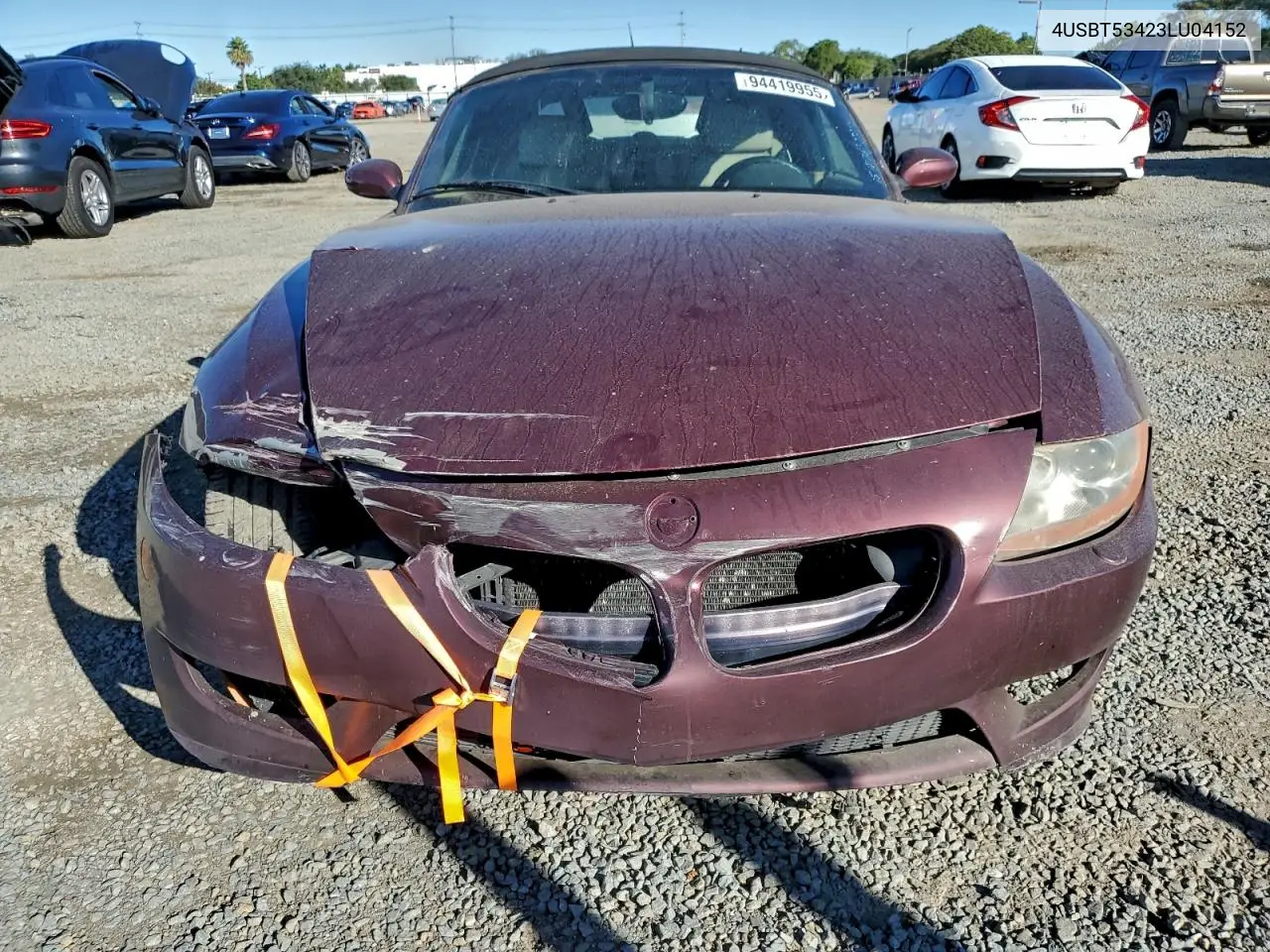 2003 BMW Z4 3.0 VIN: 4USBT53423LU04152 Lot: 94419955
