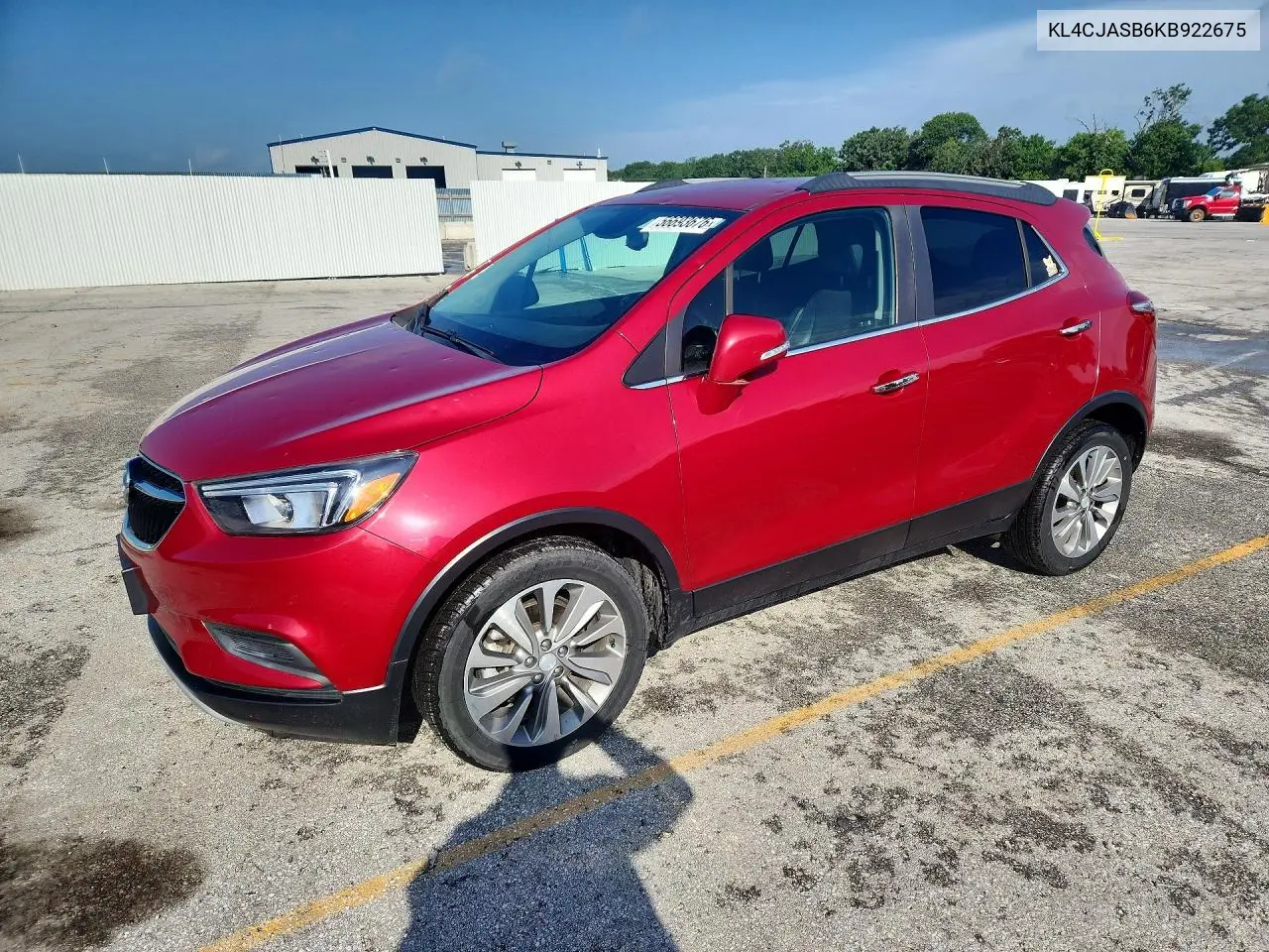 2019 Buick Encore Preferred VIN: KL4CJASB6KB922675 Lot: 56693676