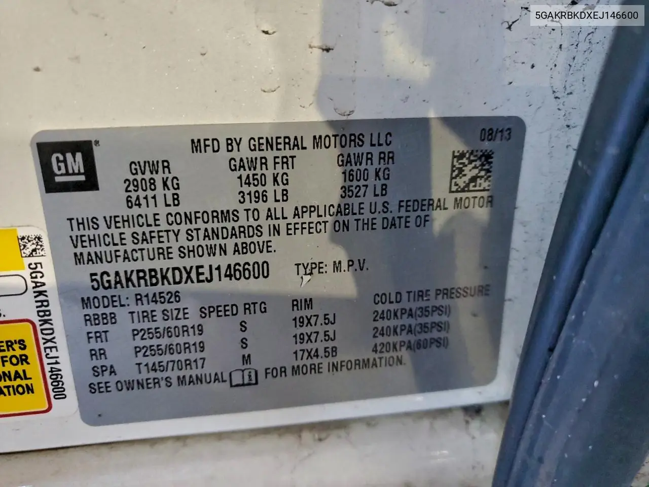 5GAKRBKDXEJ146600 2014 Buick Enclave