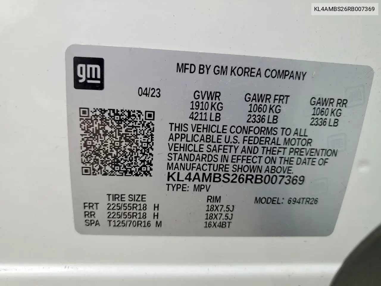 2024 Buick Encore Gx Preferred VIN: KL4AMBS26RB007369 Lot: 56620626