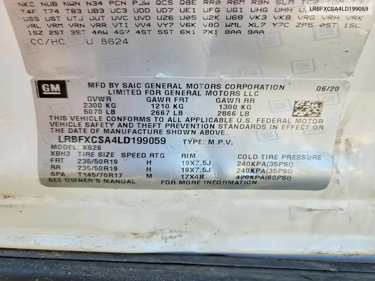 2020 Buick Envision Essence VIN: LRBFXCSA4LD199059 Lot: 58396596