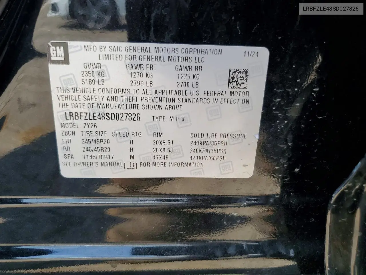 2025 Buick Envision Sport Touring VIN: LRBFZLE48SD027826 Lot: 60704766