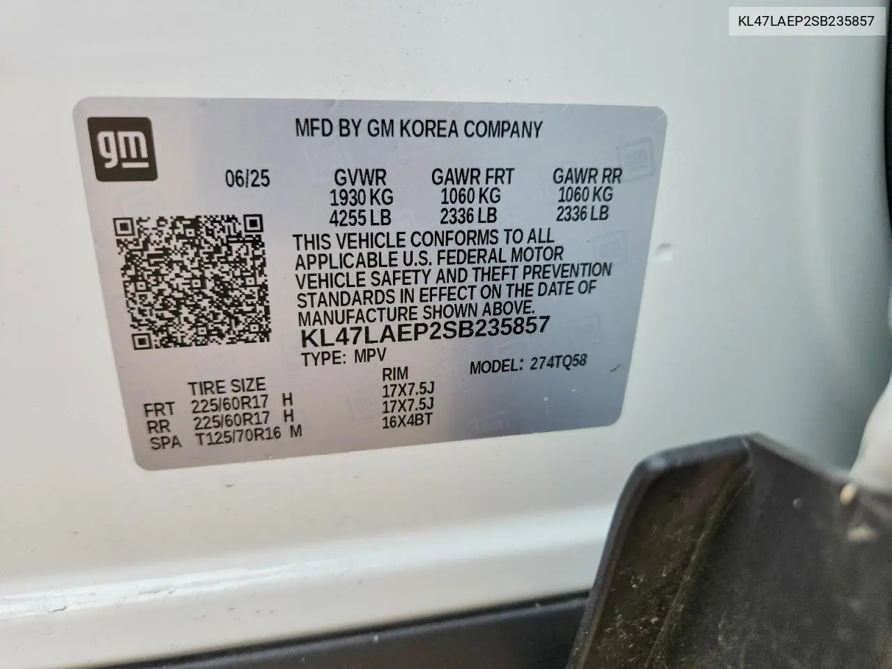 2025 Buick Envista Preferred VIN: KL47LAEP2SB235857 Lot: 60038166
