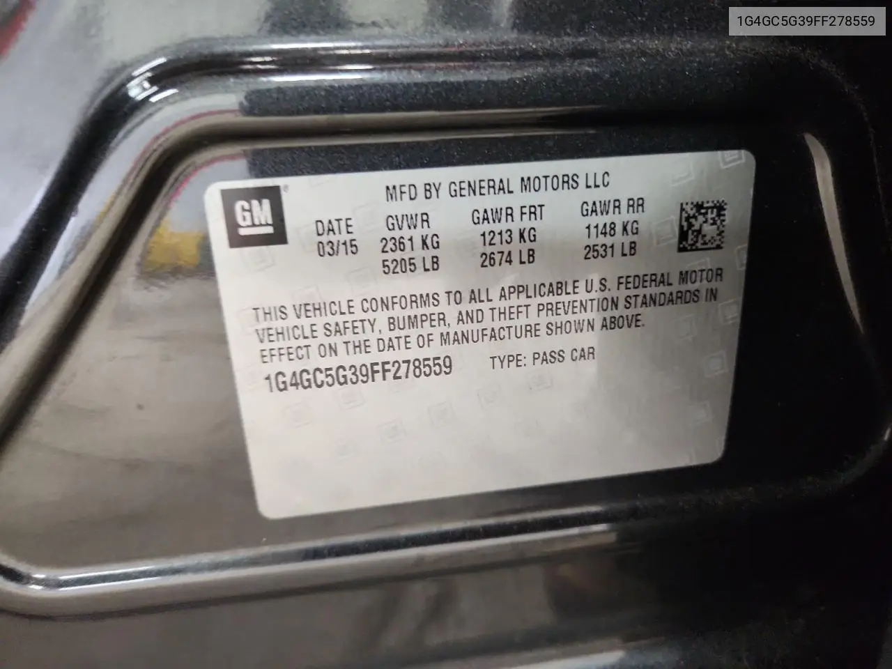 1G4GC5G39FF278559 2015 Buick Lacrosse