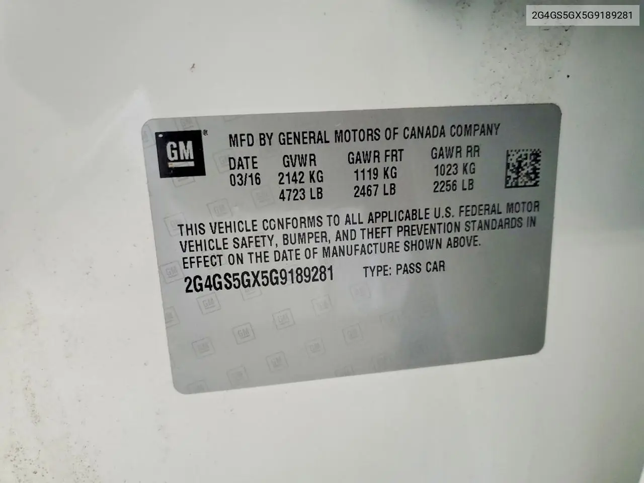 2016 Buick Regal Premium VIN: 2G4GS5GX5G9189281 Lot: 59393776