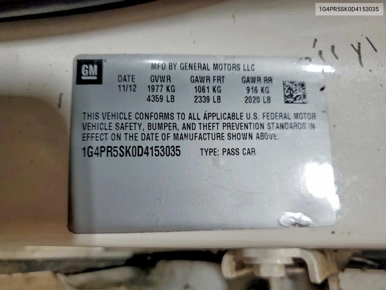 2013 Buick Verano Convenience VIN: 1G4PR5SK0D4153035 Lot: 56810856