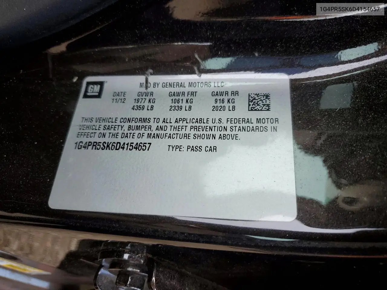 2013 Buick Verano VIN: 1G4PR5SK6D4154657 Lot: 56839246