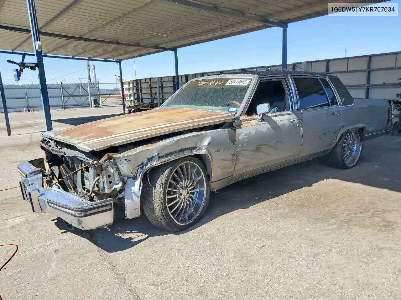 1989 Cadillac Brougham VIN: 1G6DW51Y7KR707034 Lot: 58419546