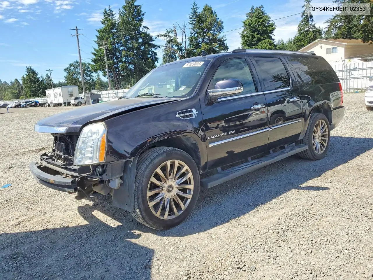 2014 Cadillac Escalade Esv Platinum VIN: 1GYS4KEF0ER102353 Lot: 57329806
