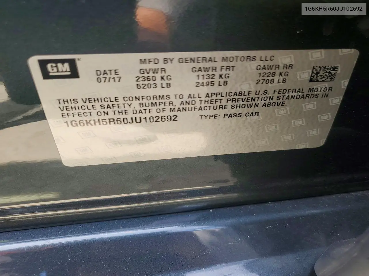 2018 Cadillac Ct6 Premium Luxury VIN: 1G6KH5R60JU102692 Lot: 62134516