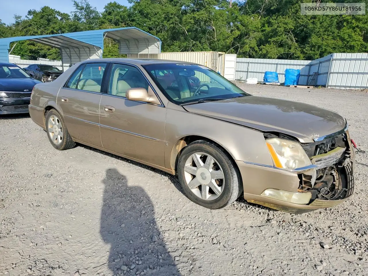 2006 Cadillac Dts VIN: 1G6KD57Y86U181956 Lot: 61765496