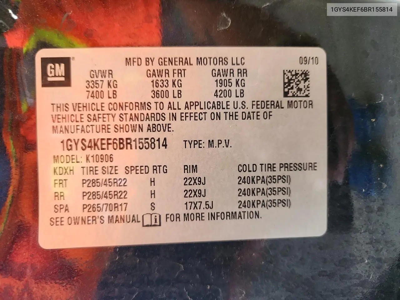 2011 Cadillac Escalade Esv Platinum VIN: 1GYS4KEF6BR155814 Lot: 61032006