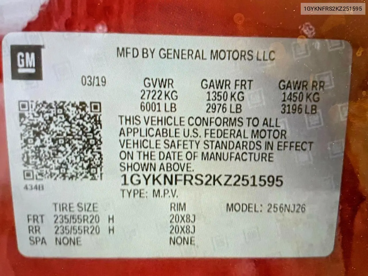 1GYKNFRS2KZ251595 2019 Cadillac Xt5 Premium Luxury