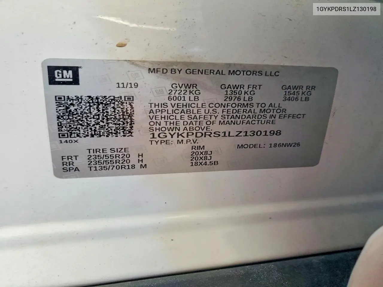 2020 Cadillac Xt6 Premium Luxury VIN: 1GYKPDRS1LZ130198 Lot: 59355826