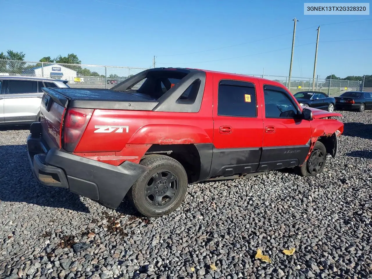 2002 Chevrolet Avalanche K1500 VIN: 3GNEK13TX2G328320 Lot: 58589396