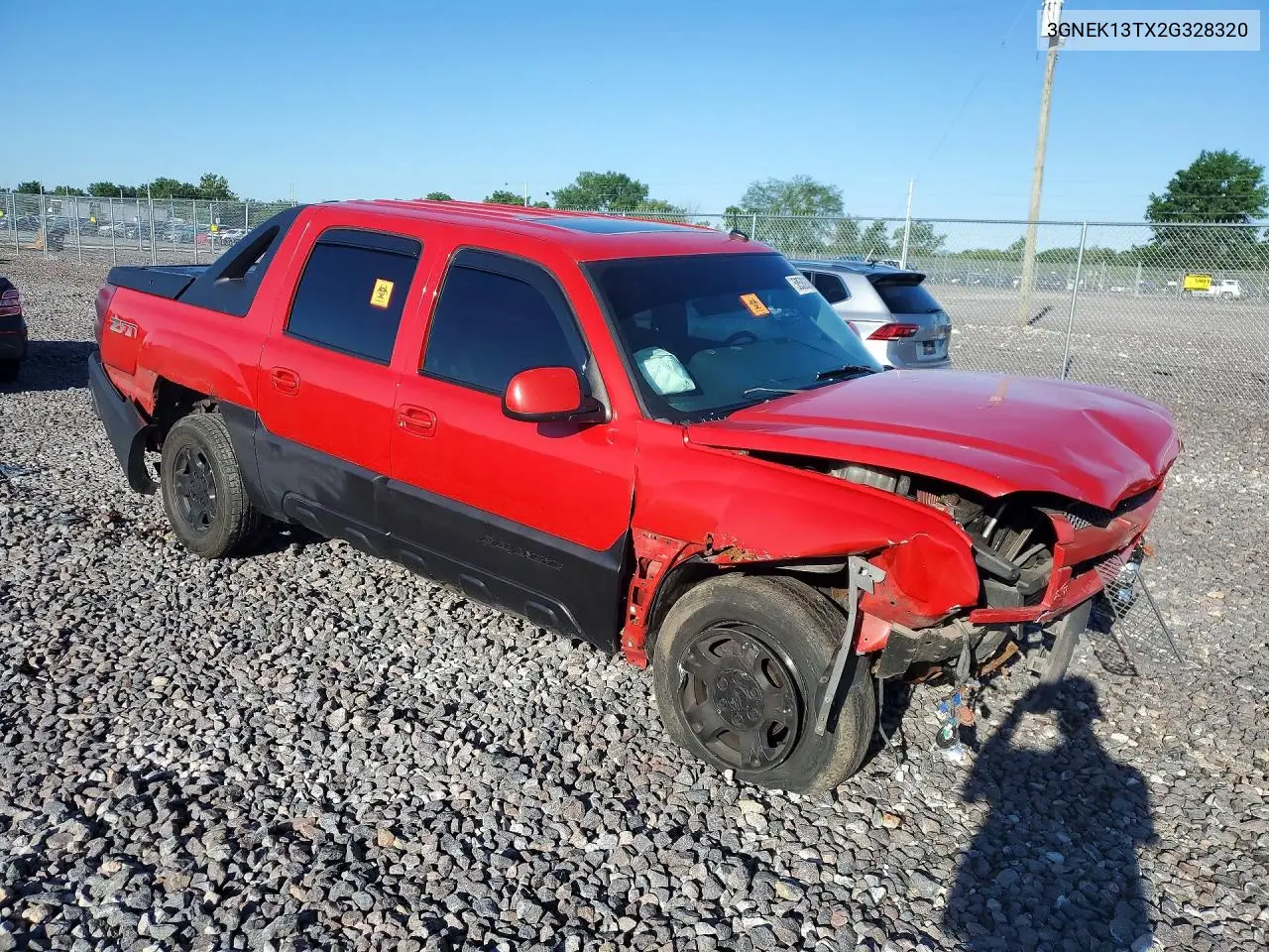 2002 Chevrolet Avalanche K1500 VIN: 3GNEK13TX2G328320 Lot: 58589396