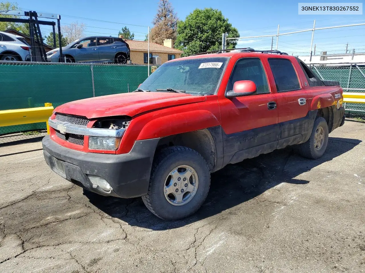 2003 Chevrolet Avalanche K1500 VIN: 3GNEK13T83G267552 Lot: 57317966