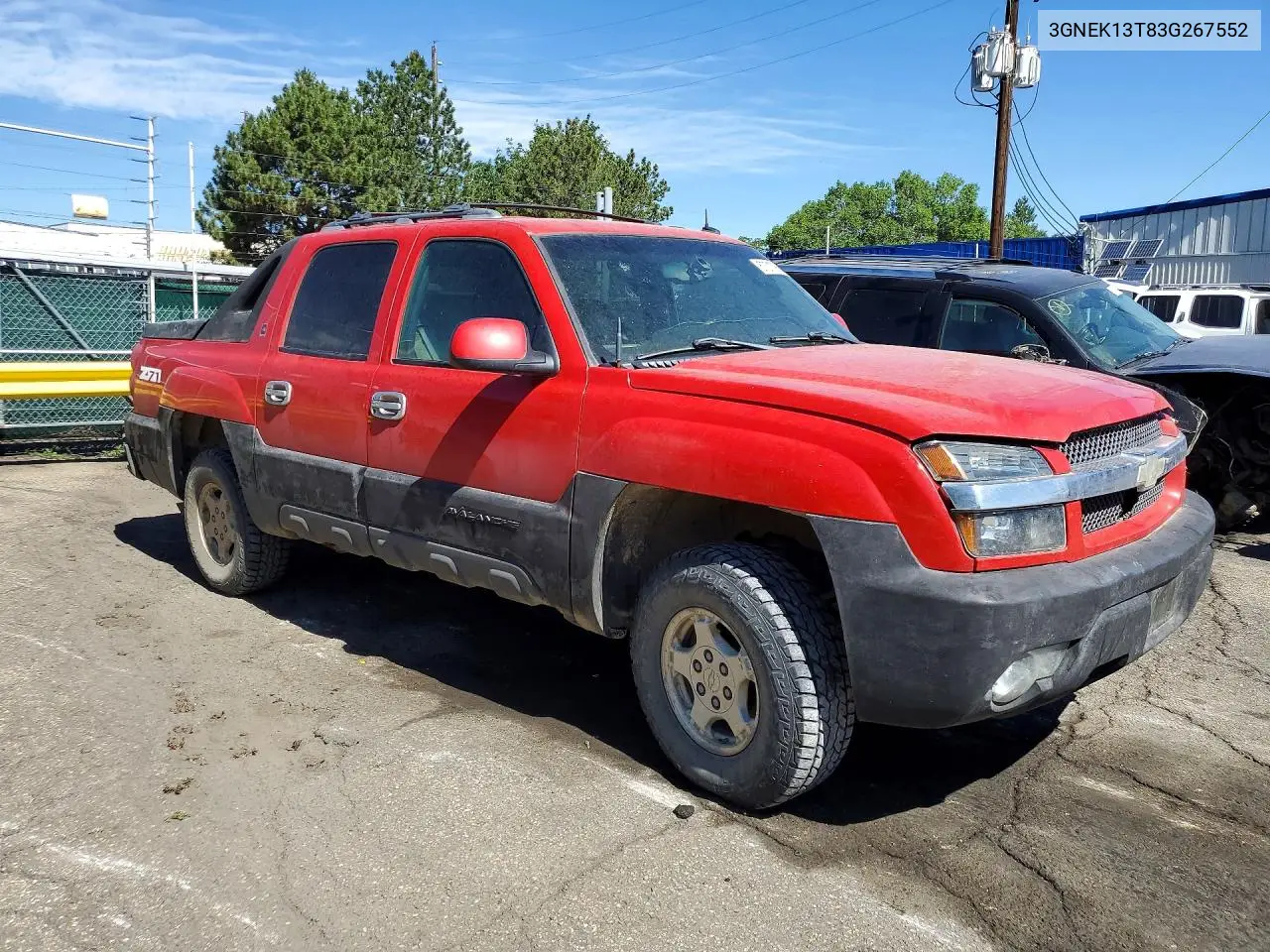 2003 Chevrolet Avalanche K1500 VIN: 3GNEK13T83G267552 Lot: 57317966