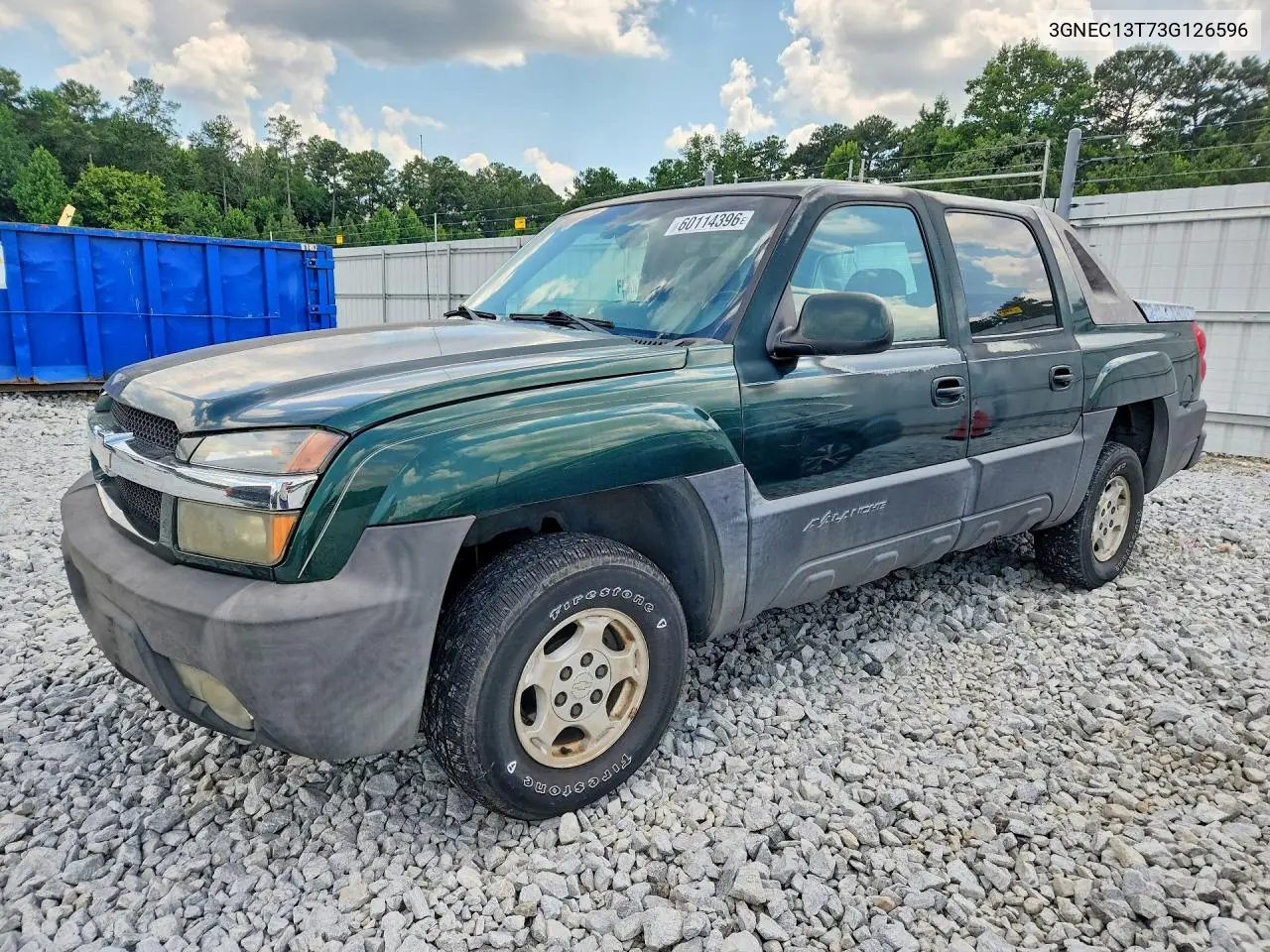 2003 Chevrolet Avalanche C1500 VIN: 3GNEC13T73G126596 Lot: 60114396