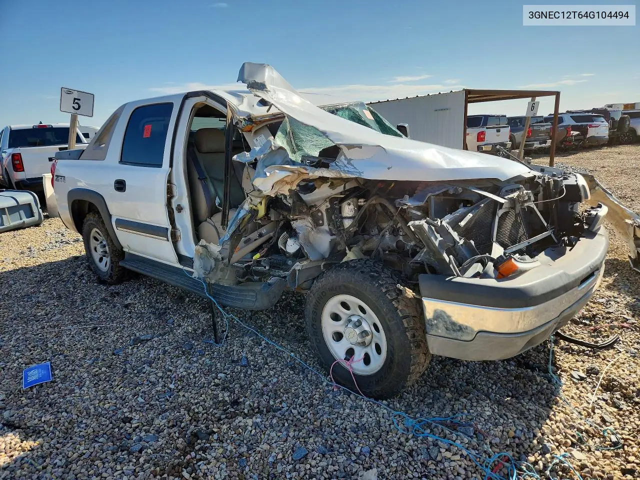 2004 Chevrolet Avalanche C1500 VIN: 3GNEC12T64G104494 Lot: 58483046