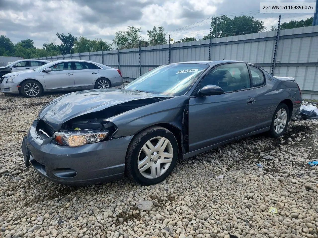 2006 Chevrolet Monte Carlo Ltz VIN: 2G1WN151169396076 Lot: 55730656