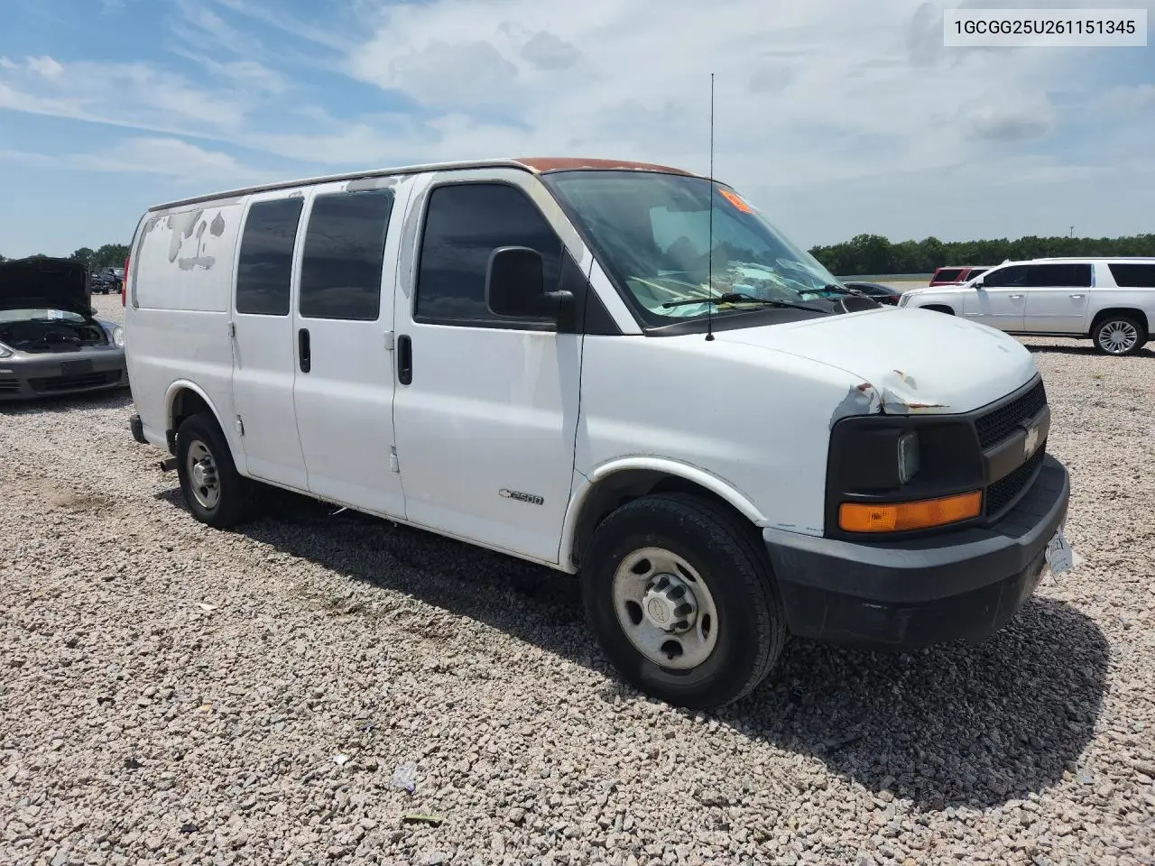 2006 Chevrolet Express G2500 VIN: 1GCGG25U261151345 Lot: 62291326
