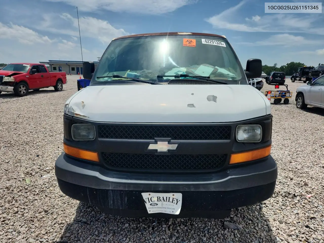 2006 Chevrolet Express G2500 VIN: 1GCGG25U261151345 Lot: 62291326
