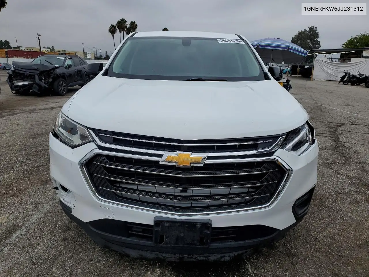2018 Chevrolet Traverse Ls VIN: 1GNERFKW6JJ231312 Lot: 58051406