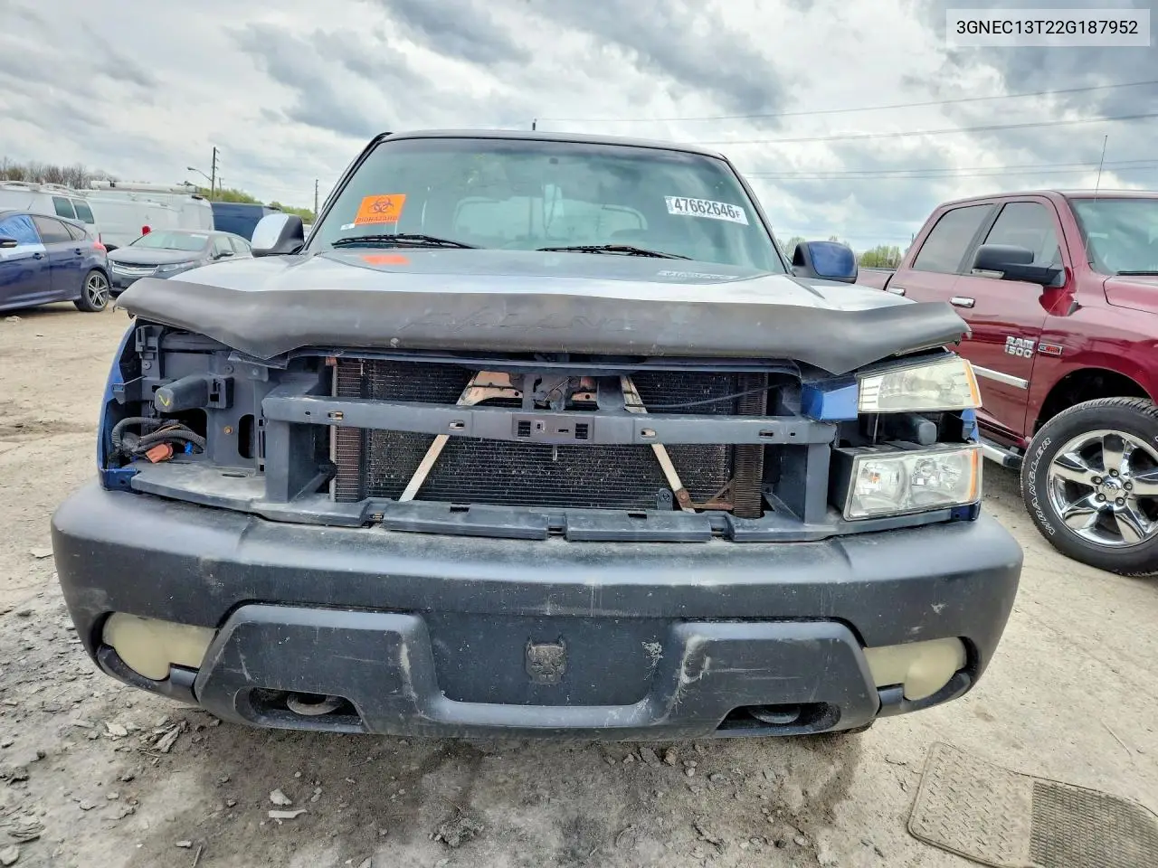2002 Chevrolet Avalance VIN: 3GNEC13T22G187952 Lot: 47662646